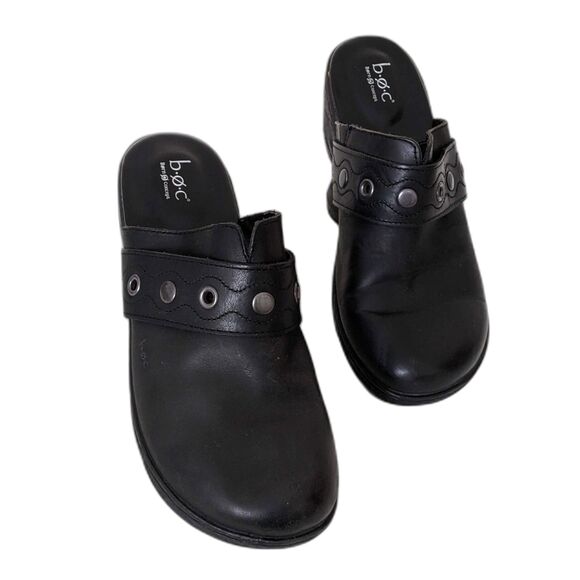 9.2 By Carlo Chionna Shoes - B.O.C. Women's Slip On Born Black Leather Rivet Mule Shoes , Size 10M
